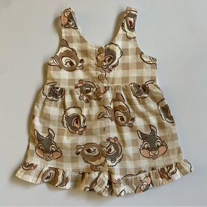 Bambi Romper Size 3 6 Months Beige White Thumper Flower Skunk all over Baby Girl